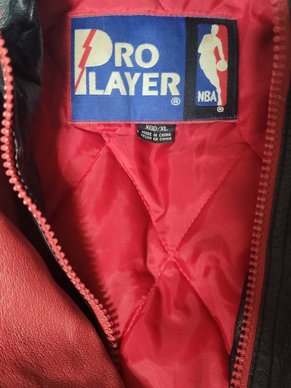NBA Pro Player Red and Black Quilted Leather Jacket - Picture 4 of 4